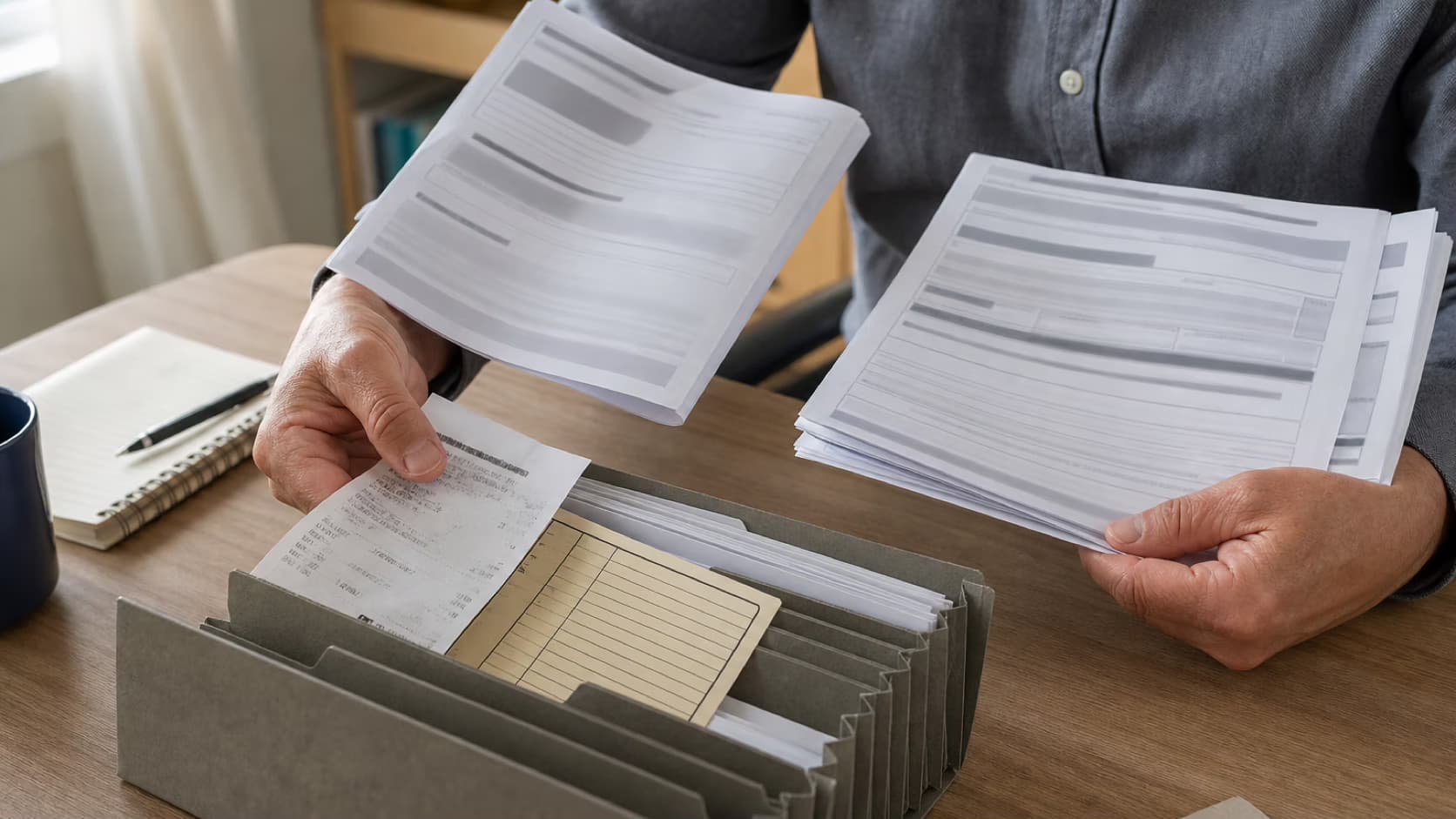 Propostas e comprovantes são arquivados para comparar condições e registrar negociações.